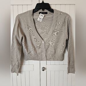 NWT MAK Gray Tan Cardigan Large